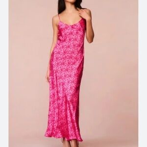 LoveShackFancy Azalea Pink Floral Silk Slip Maxi Dress size XXS